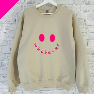 Sweatshirt sweater WHATEVER SMILEY, beige, neon pink, S-XXL