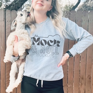 Sport Grey Gildan 18000 Sweatshirt Mockup | Dog Mom Mockup | Grey Sweatshirt Model Mockup | Dog Mockup | Pet Mockup | Vet Mockup