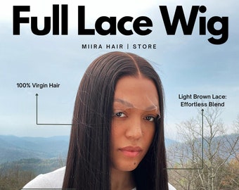 FULL Lace 100% Human Hair Wig * Fully Bleached Knots & Preplucked Natural 360 Hairline! Lengths 16-28"