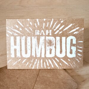 Bah Humbug // Handgefertigter Linoldruck Grußkarte