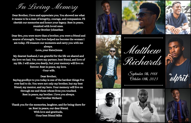 Funeral Program Template Brochure | Homepage Collage Modern Design