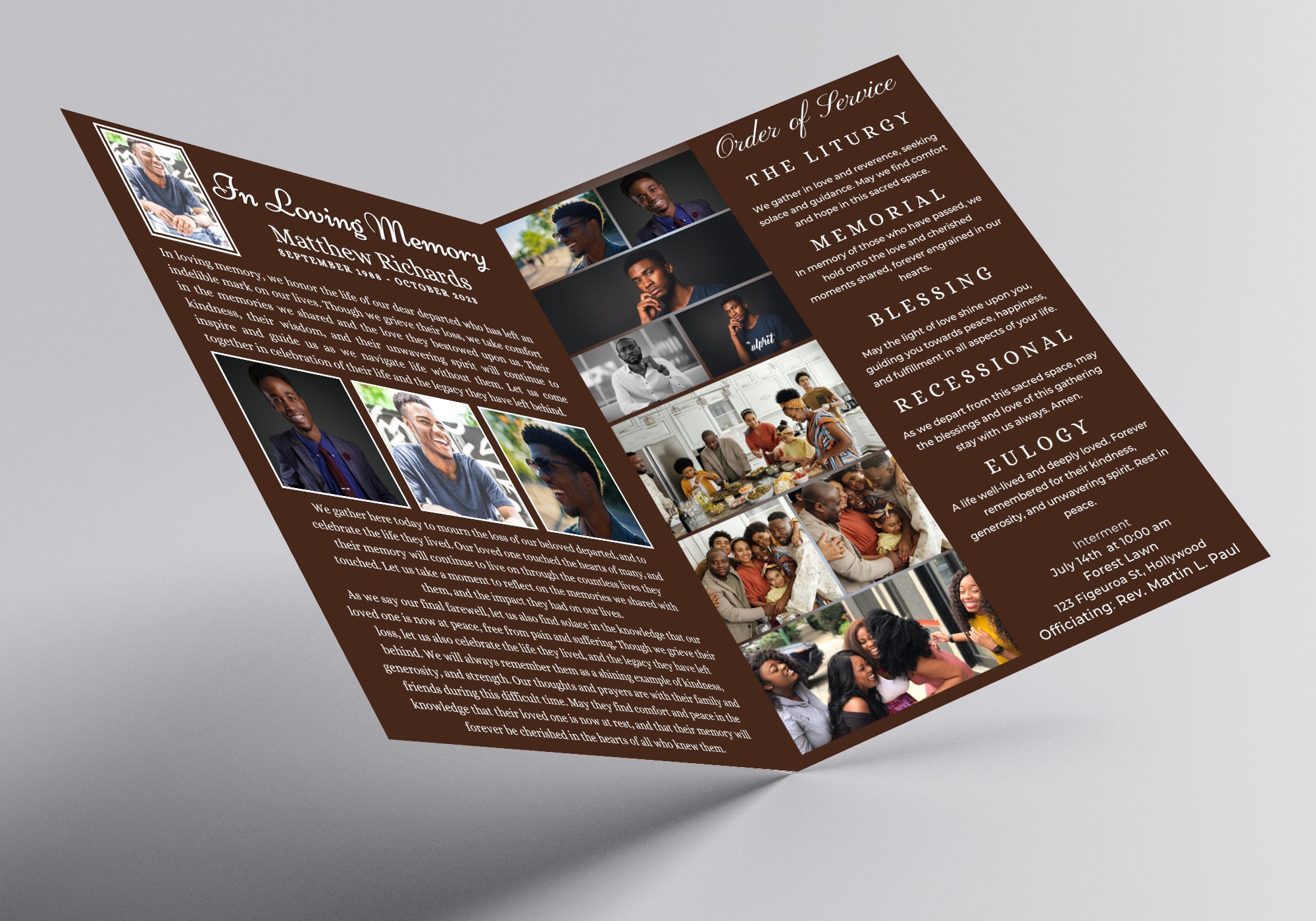 Funeral Program Template | 4 Page Booklet Self Edit With Canva ...