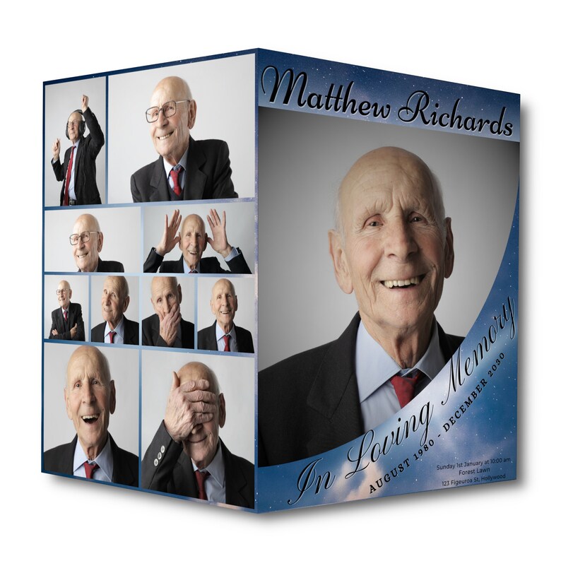 Funeral Program Bifold Brochure Keepsake Obituary Template Design self