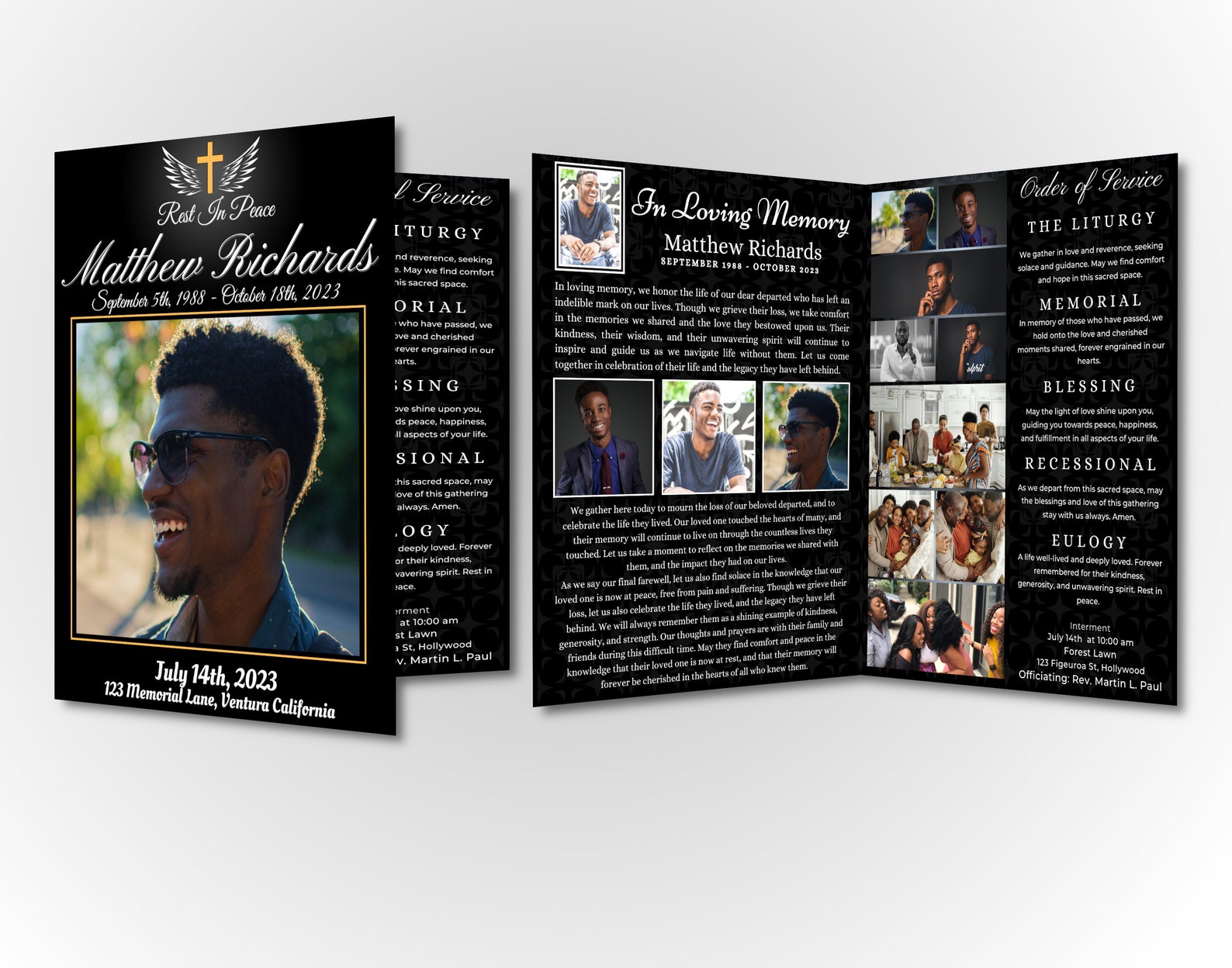 Funeral Brochure Template for Memorial Services Bi fold Obituary