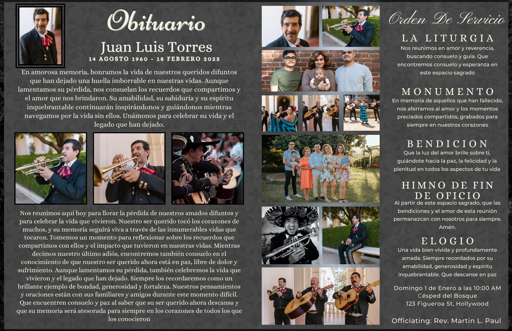 Spanish Funeral Program Brochure Template -folleto Del Programa ...