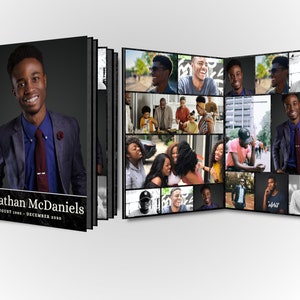 12 Page Funeral Program Bi-Fold Brochure - Modern Obituary Template Design - Editable In Canva - Print Size 17&quot; x 11&quot;  / Folds to 8.5&quot; x 11&quot;