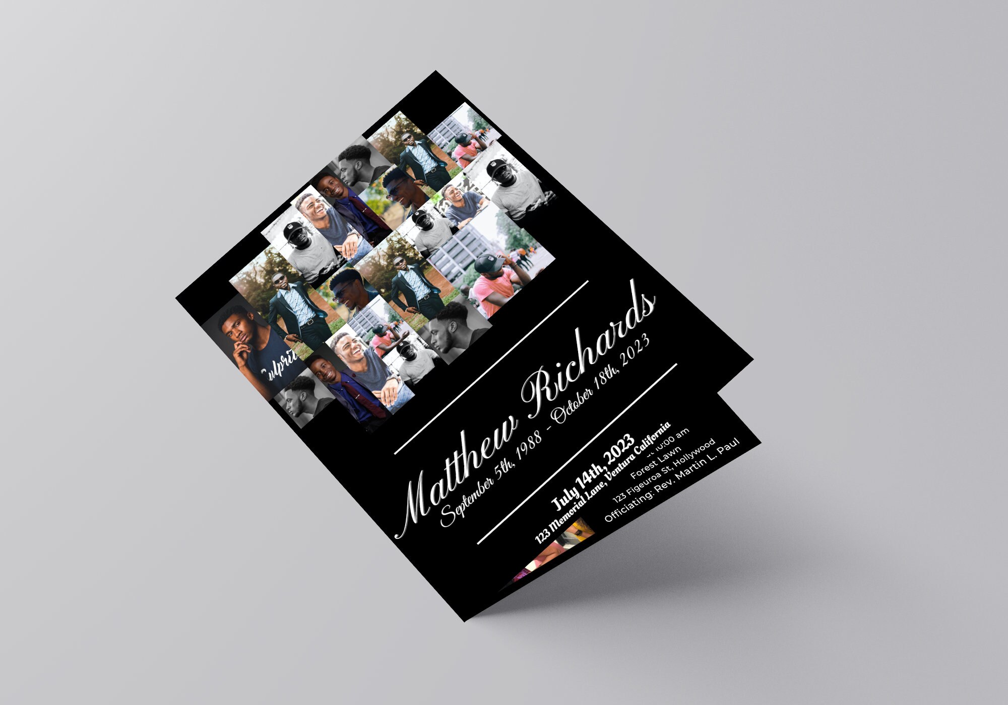 Funeral Program Template Modern Photo Album Collage Fully Self Editable Funeral program template modern photo album collage fully self editable