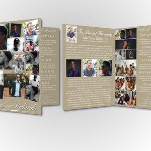 Funeral Program Template | 4 Page booklet Brochure | Self Edit with Canva - Instant Download | Obituary and Tribute fully customizable