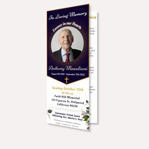 Funeral Obituary Program - Half-fold Brochure - Fully Editable Custom ...
