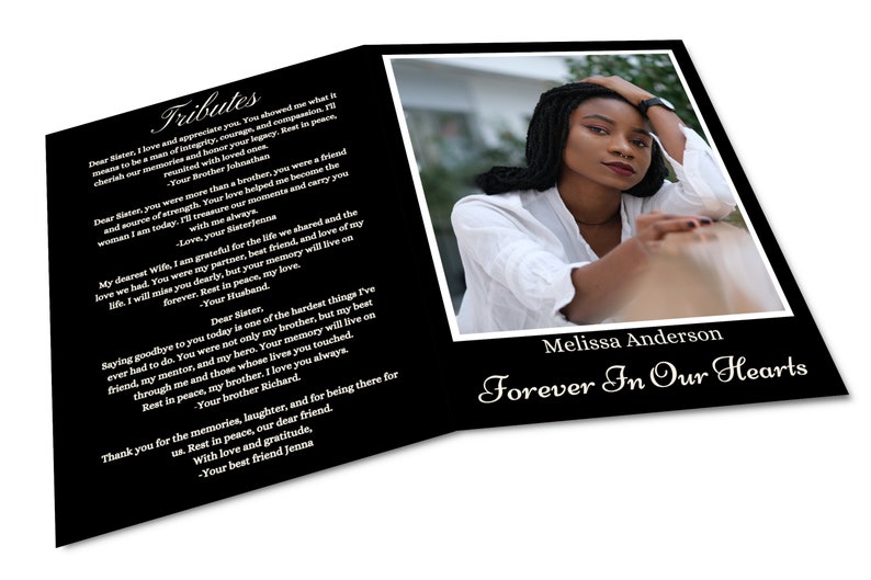 Obituary Program Template Large Framed Photo on Cover With Order of