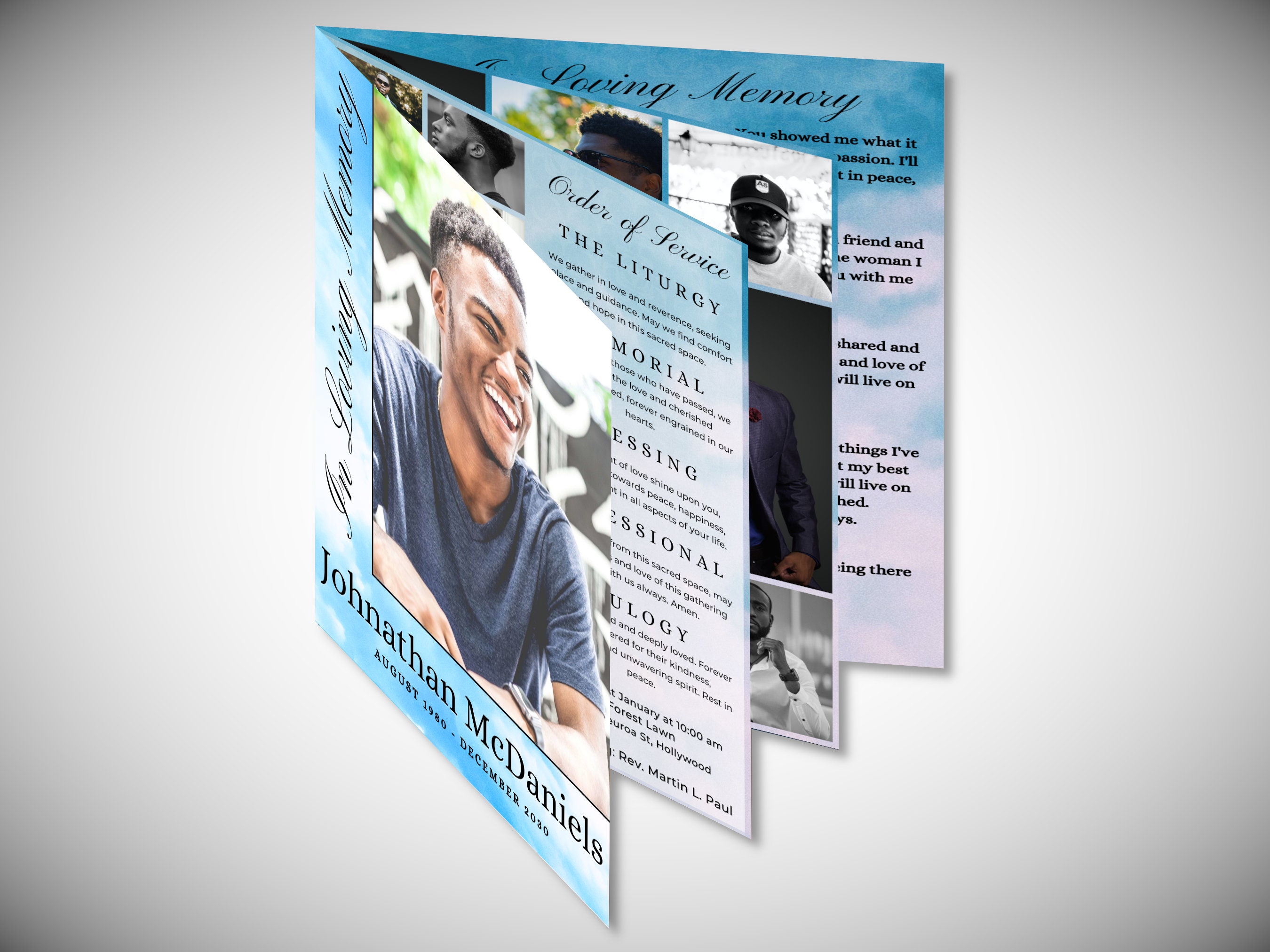 8 Page Funeral Program Template 8 Page Booklet Obituary & Order of