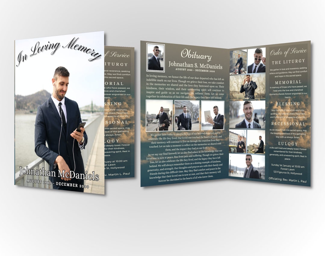 Editable Funeral Service Program | Customizable Memorial Brochure ...