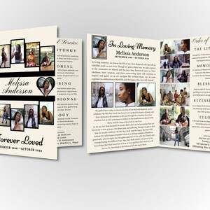 Editable Funeral Program Template | 4 Pages | Heartwarming Photo Collage | Obituary & Order of Service | Back Page Tributes | Canva-Ready