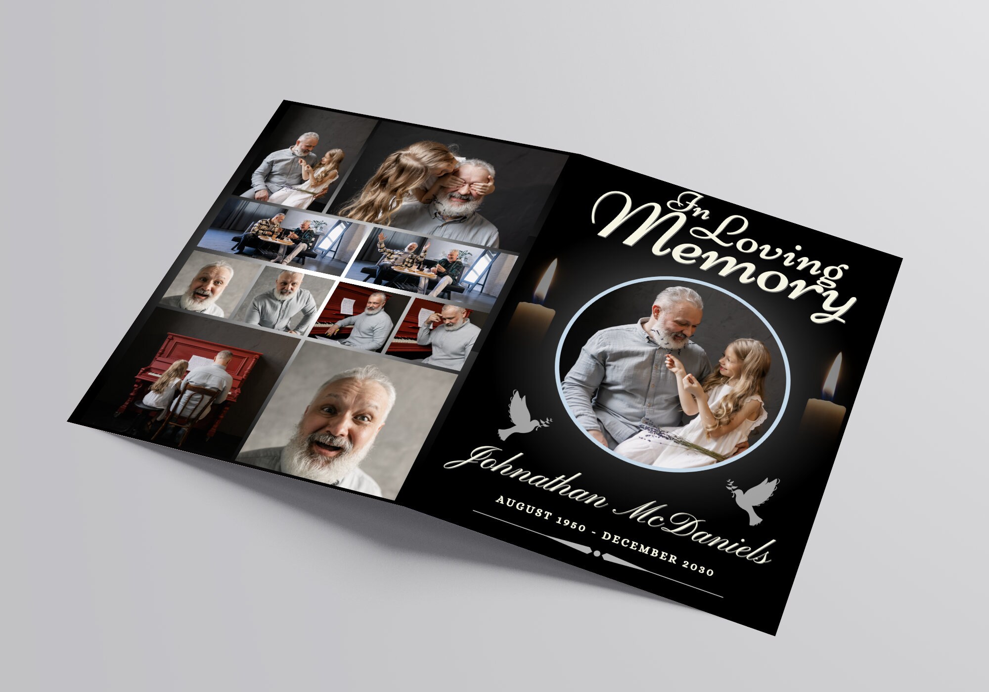 4page Funeral Program Template Personalized Tribute Obituary