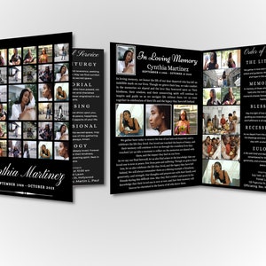 Editable Funeral Program Template | 4 Page booklet | Large Photo Collage | Obituary & Order of Service | Instant Download - No Waiting