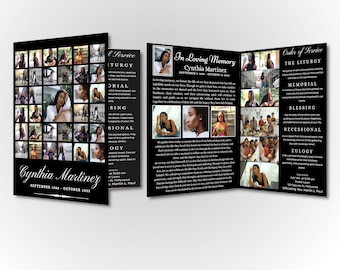 Editable Funeral Program Template | 4 Page booklet | Large Photo Collage | Obituary & Order of Service | Instant Download - No Waiting