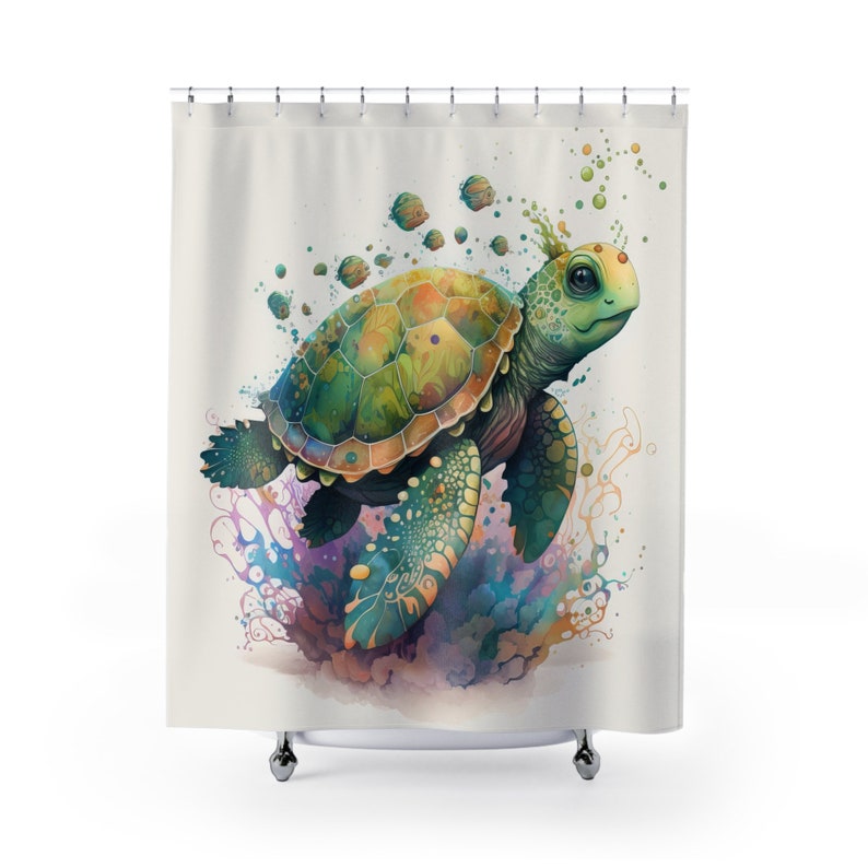 Sea Turtle Curtain Sea Turtle Shower Curtain Sea Turtle Art Etsy