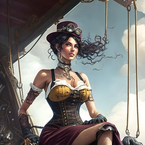 Steampunk Pin-up Amara  ~Digital download~  Original Pinup Artwork