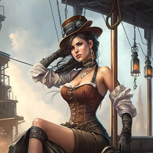 Steampunk Pin-up Sam  ~Digital Download~ original artwork
