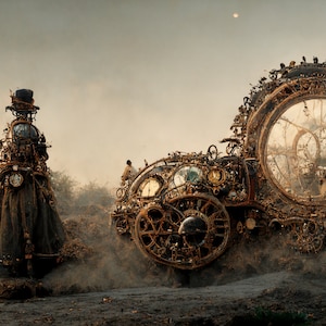 Fancyman  ~Digital Download~  Original Steampunk Industrial Landscape Artwork