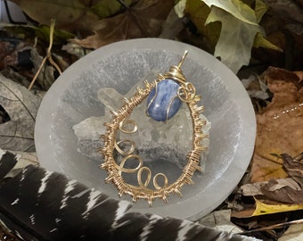 Blue Kyanite Wire Wrapped Pendant - Women’s Jewelry, Necklace, Crystal Jewelry, gifts for women, special occasion, simple jewelry