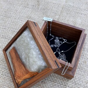 Jewelry box with epoxy and Olive wood