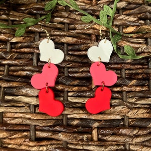 Valentines clay heart earrings