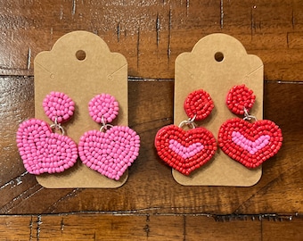 Beaded Heart Earrings