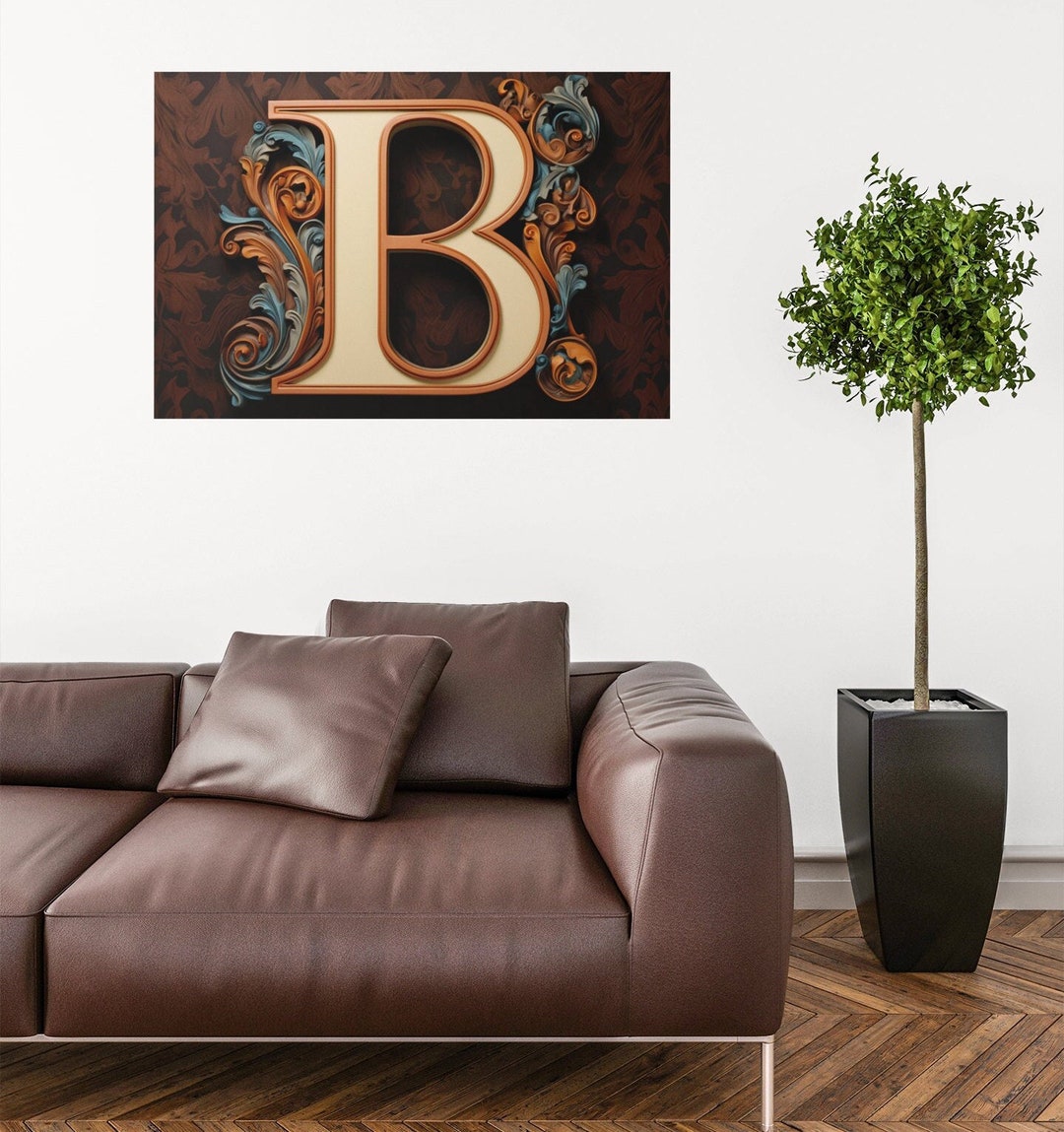 Letter B Wall Art B Canvas Wall Art B Canvas Print Baroque Etsy