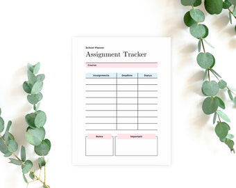 assignment deadline tracker Minimalist Printable Assignment Tracker, Canva Assignment Tracker Template, Editable Assignment Tracker, Homework Planner, Homework Tracker