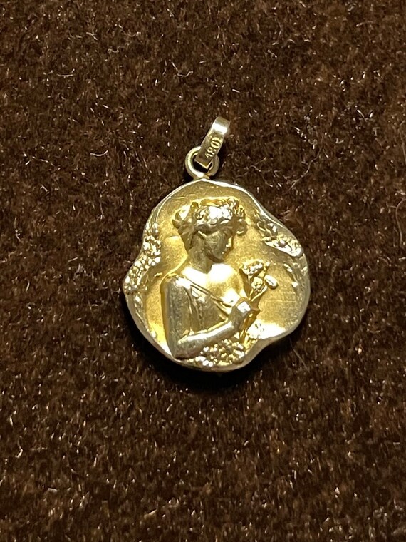1912 Art Nouveau Repousse Female Face Sterling Silver… - Gem