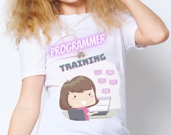 Programmer in Training with Girl Coding T-Shirt Gift Womens Ladies Geek Computer Science Coder Software Engineer Developer Programmer Shirt