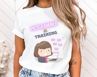 Programmer in Training with Girl Coding T-Shirt Gift Womens Ladies Geek Computer Science Coder Software Engineer Developer Programmer Shirt