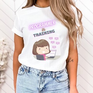 Programmer in Training with Girl Coding T-Shirt Gift Womens Ladies Geek Computer Science Coder Software Engineer Developer Programmer Shirt
