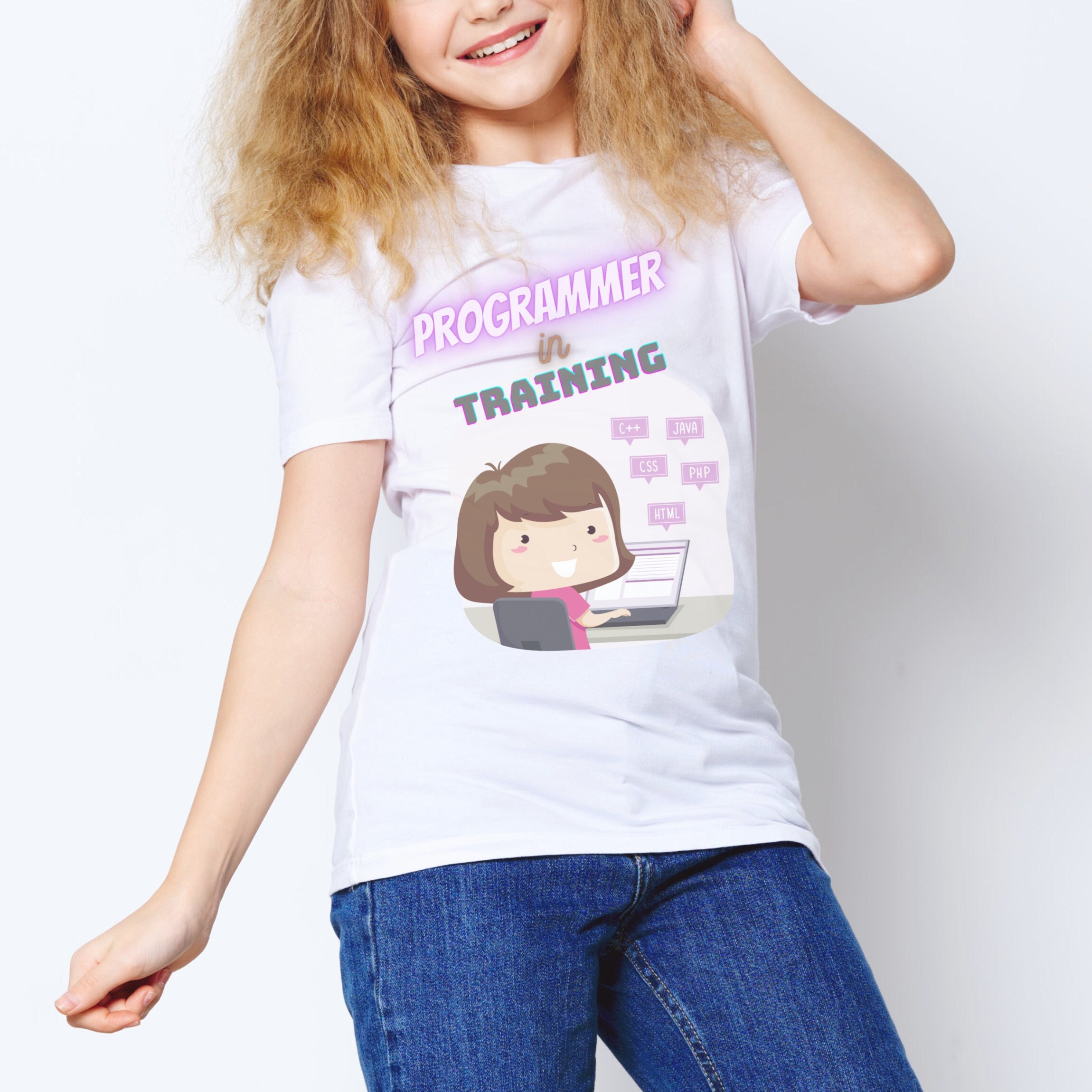 Coding Course Etsy Programmer in Training With Girl Coding T-shirt Gift Womens Ladies Geek ...