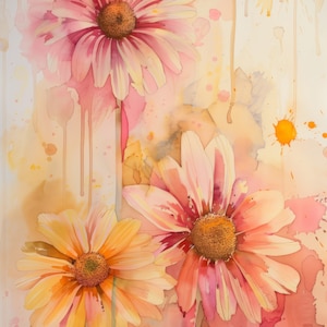 Daisy Watercolor Art | Daisies Print, Flowers Home Decor, Floral Poster, blossom Artwork, Botanical Painting, Nature Picture, Botany, Yellow
