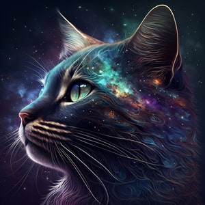 Animals in Outer Space Digital Art Prints, AI Generated, Wall Art, AI Art, Digital Download, Home Decor, Printable