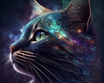 Animals in Outer Space Digital Art Prints, AI Generated, Wall Art, AI Art, Digital Download, Home Decor, Printable