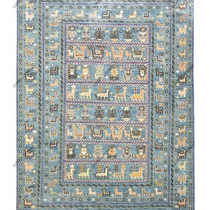 Blue Afghan Style Hand Knotted Shabargan rug 4x6, 5x8, 6x9, 8x10, 9x12, 10x14 ft Handmade Gabbeh rug - Antique Ethnic rug