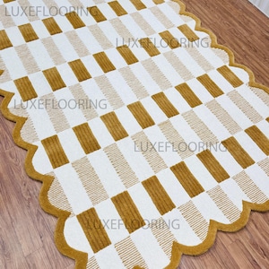 Matilda Goad Plaid Hand-Tufted Rug – Luxurious Brown & Rose Gold Designer Area Rug for Bedroom, Living Room, and Kids&#39; Room 5x8 8x10 n 9x12