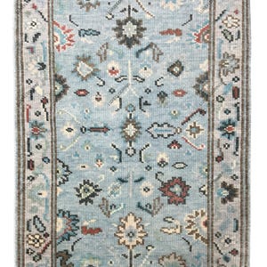 Sky Blue Exquisite Oushak style Hand Knotted Rug 4x6, 5x8, 6x9, 8x10, 9x12, 10x14 ft Contemporary Handmade Rugs for Living Room