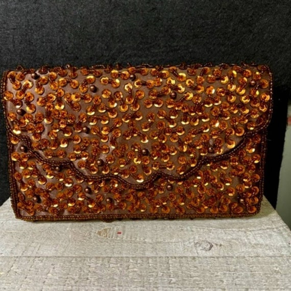 Bronze Sequin Clutch/Shoulder Bag - image 1