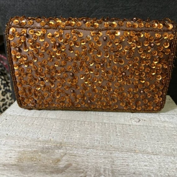 Bronze Sequin Clutch/Shoulder Bag - image 2