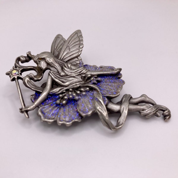 Vintage JJ Jonette Fairy Silver-Toned Brooch / Pin