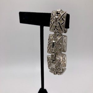 Vintage 30s Rhinestone Bracelet Deco Wide Cocktail Bracelet
