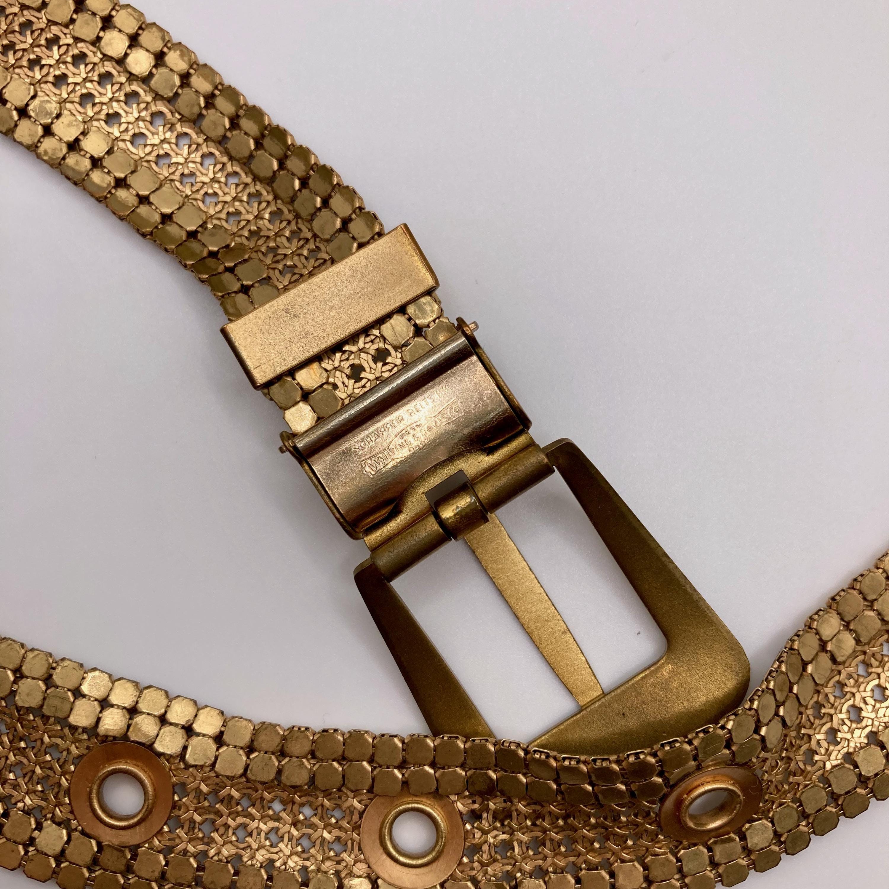 Vintage Whiting and Davis Gold Tone Chainmail Belt Schaffer 