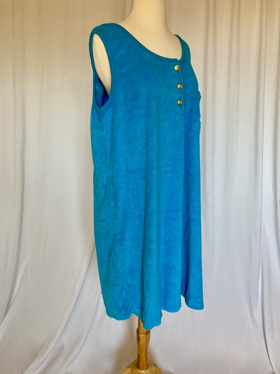 Vintage 80s / 90s Sears "Beached" Blue Terrycloth… - image 3
