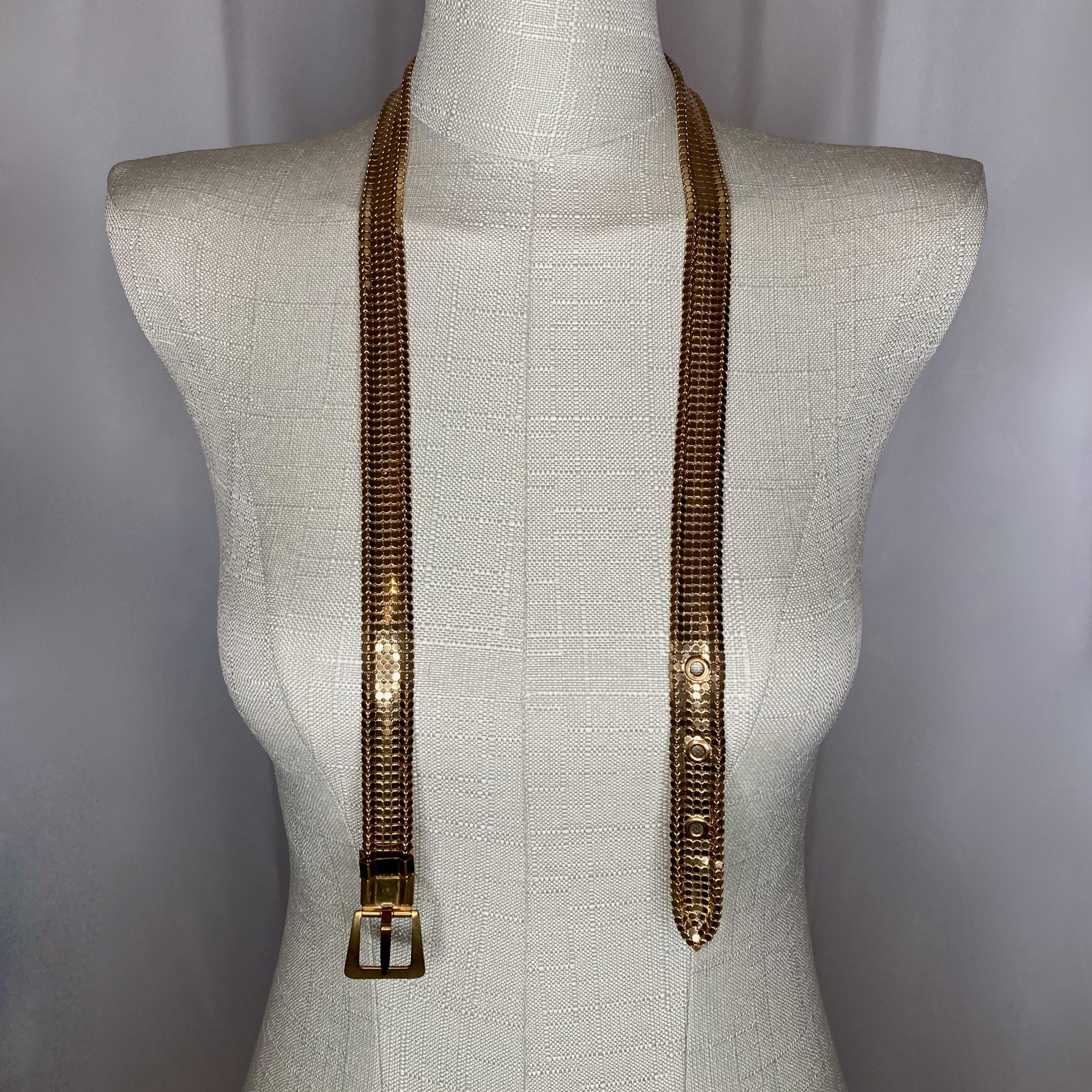 Gold tone vintage chainmail/snakeskin/Mesh Belt Vintage WHITING & DAVIS CO GOLDTONE METALLIC MESH BELT EUC  main image 3