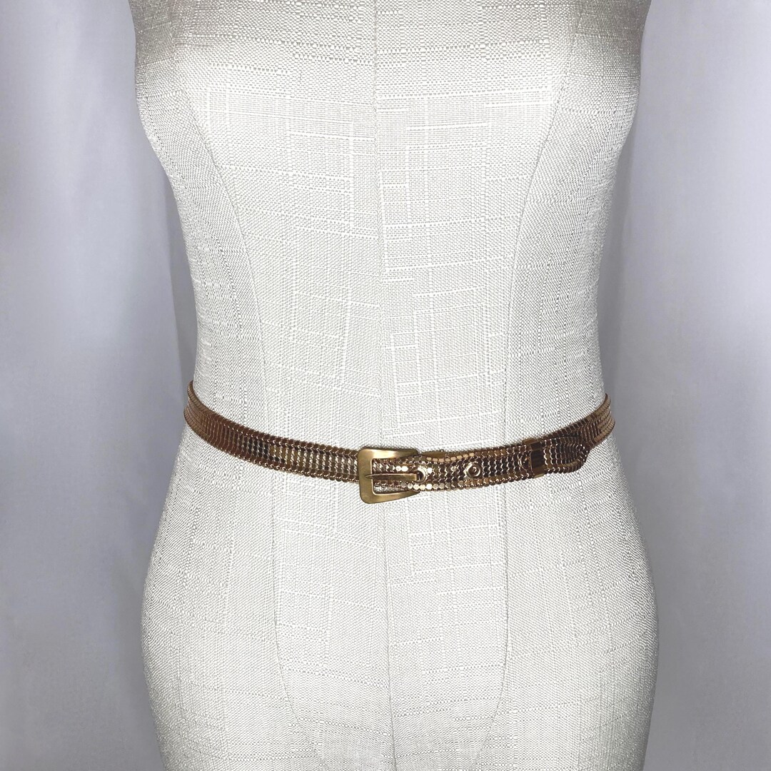 Vintage Whiting and Davis Gold Tone Chainmail Belt Schaffer  display picture 1