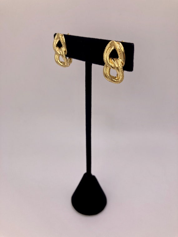 Vintage Trifari Double Loop Gold-Toned Clip Earri… - image 4